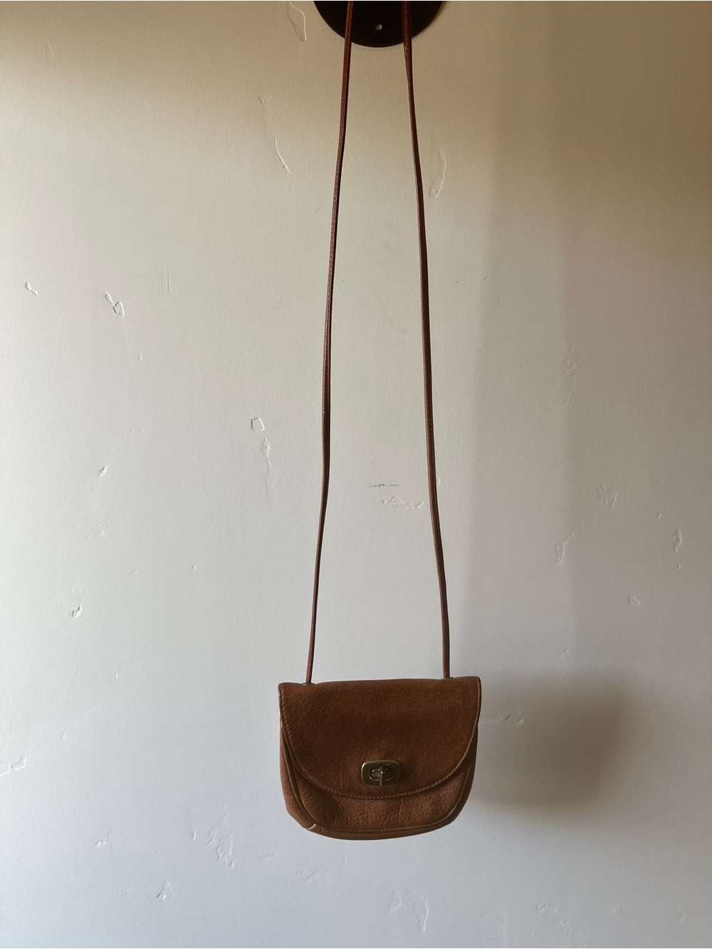Nine West Brown Leather Crossbody with Turn-Lock